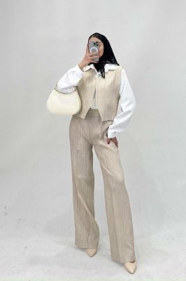 ست جلیقه شلوار کریشه جیب فیلتو