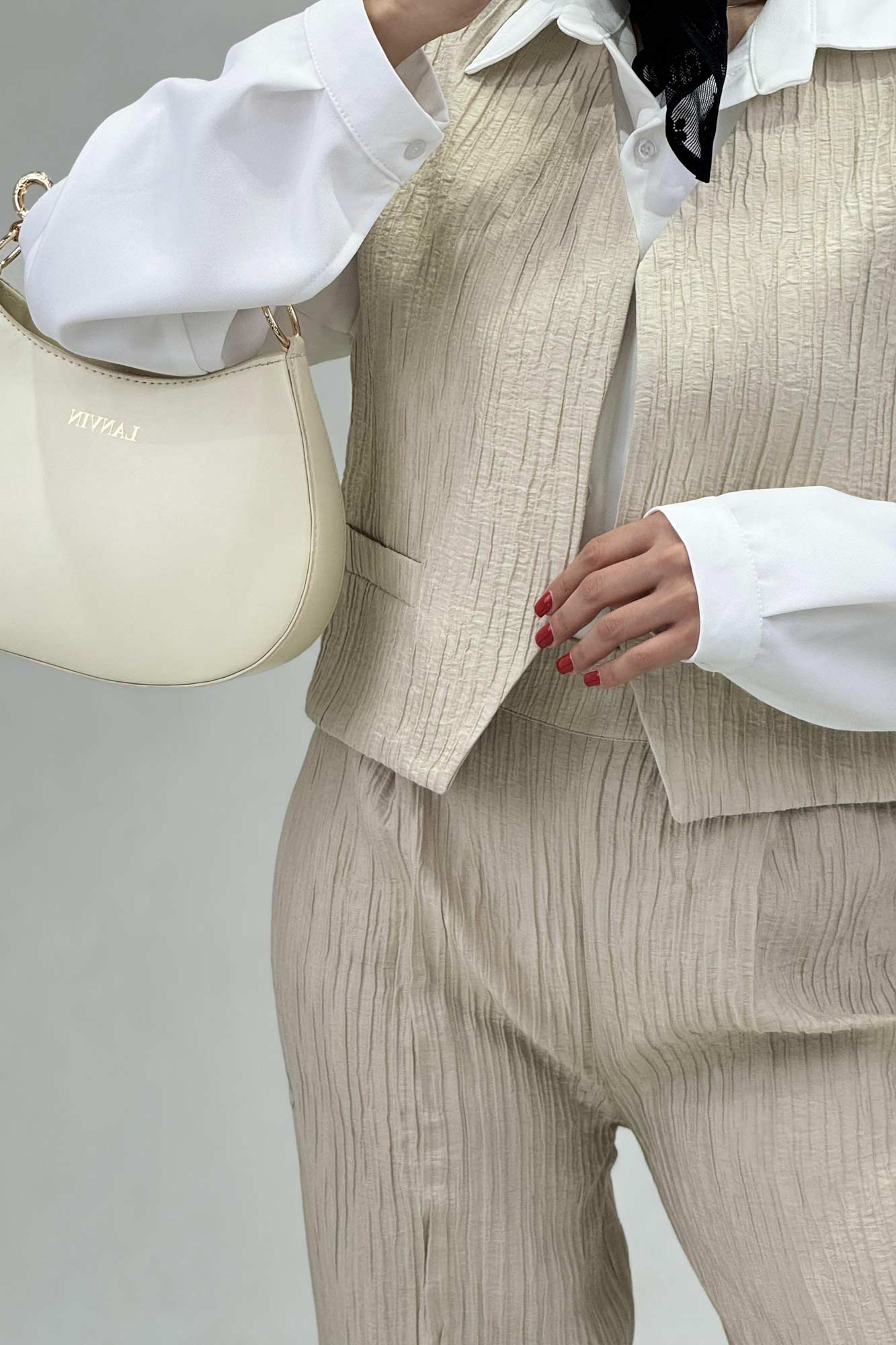 ست جلیقه شلوار کریشه جیب فیلتو