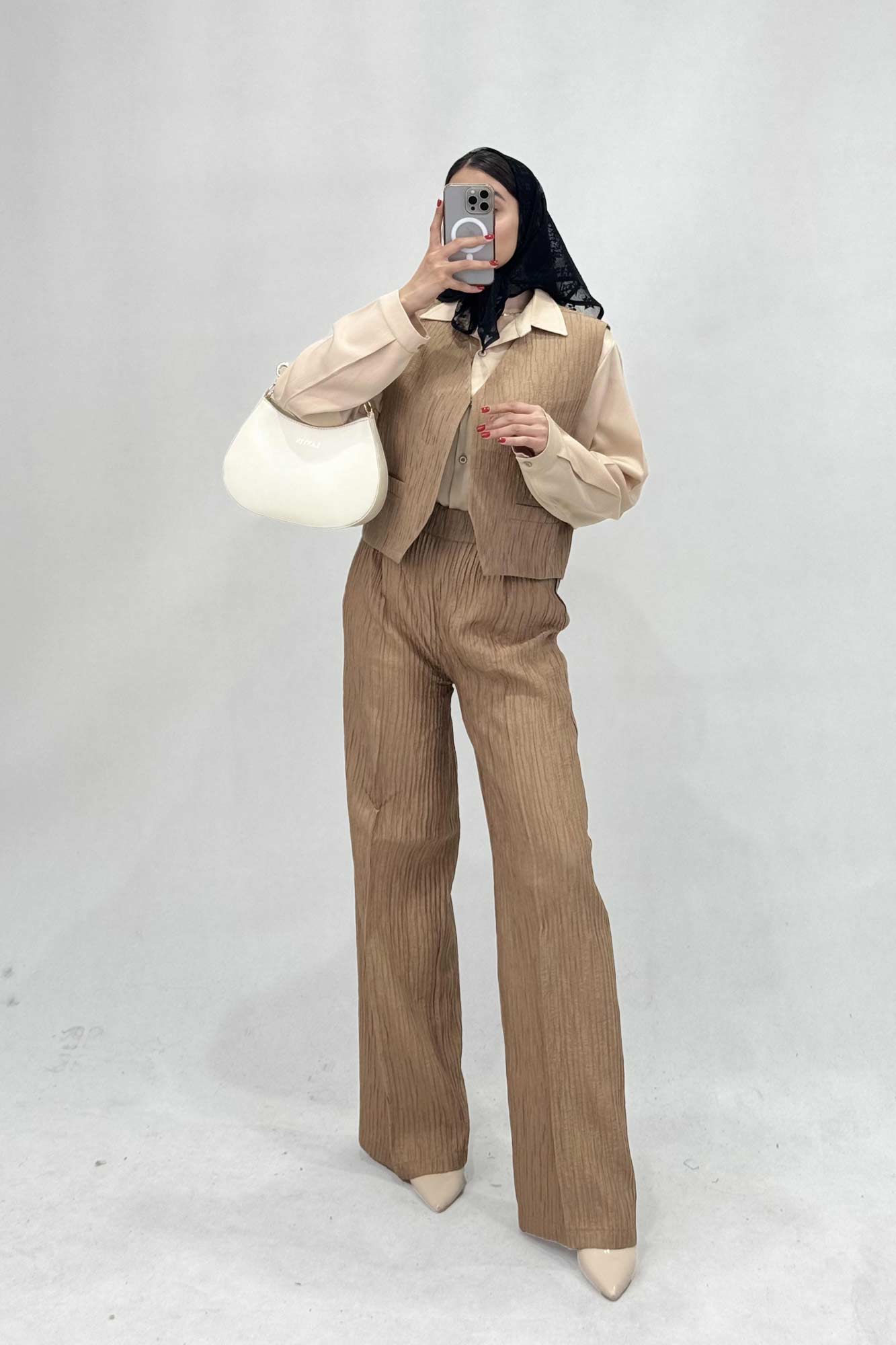 ست جلیقه شلوار کریشه جیب فیلتو