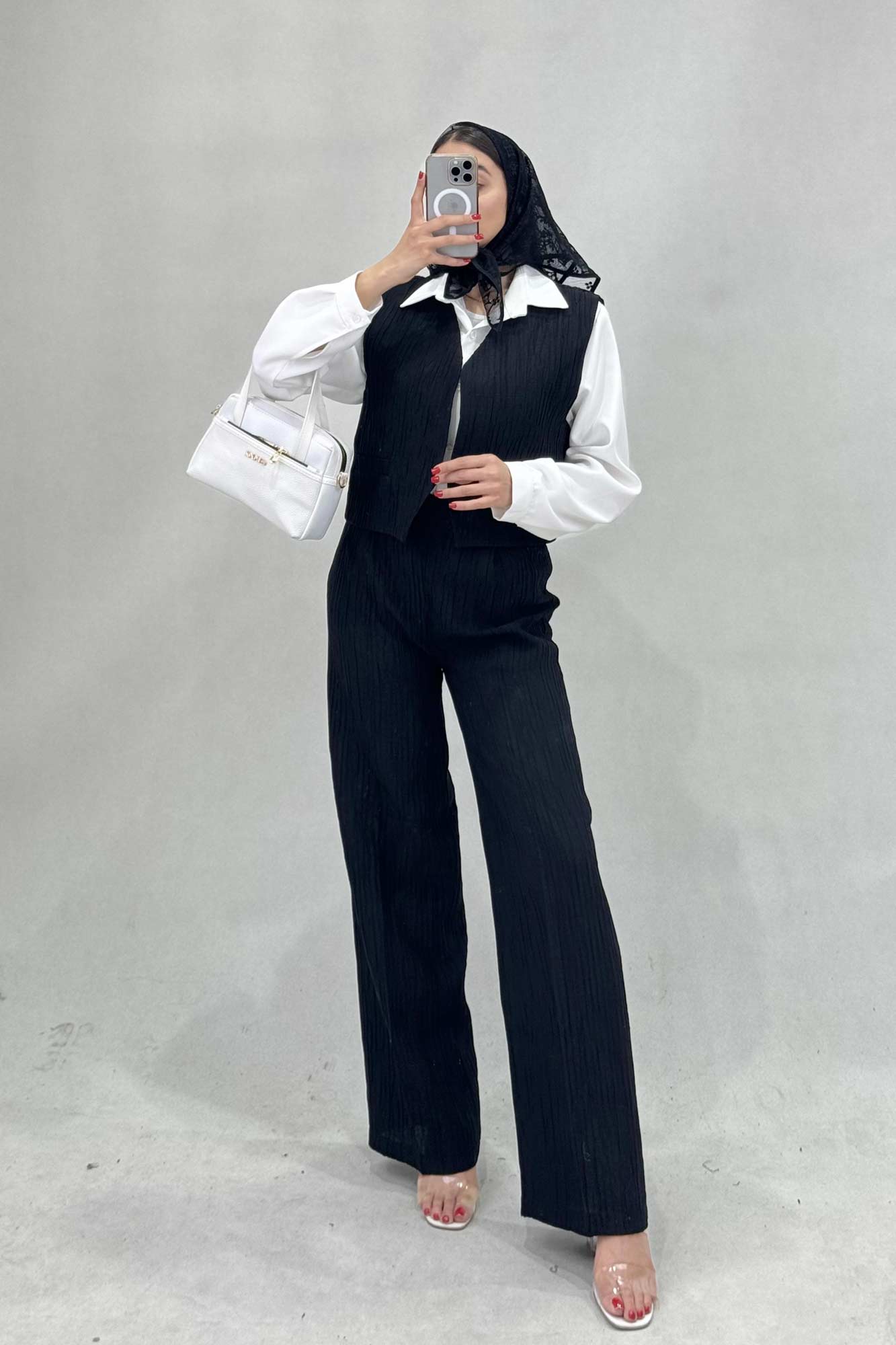 ست جلیقه شلوار کریشه جیب فیلتو