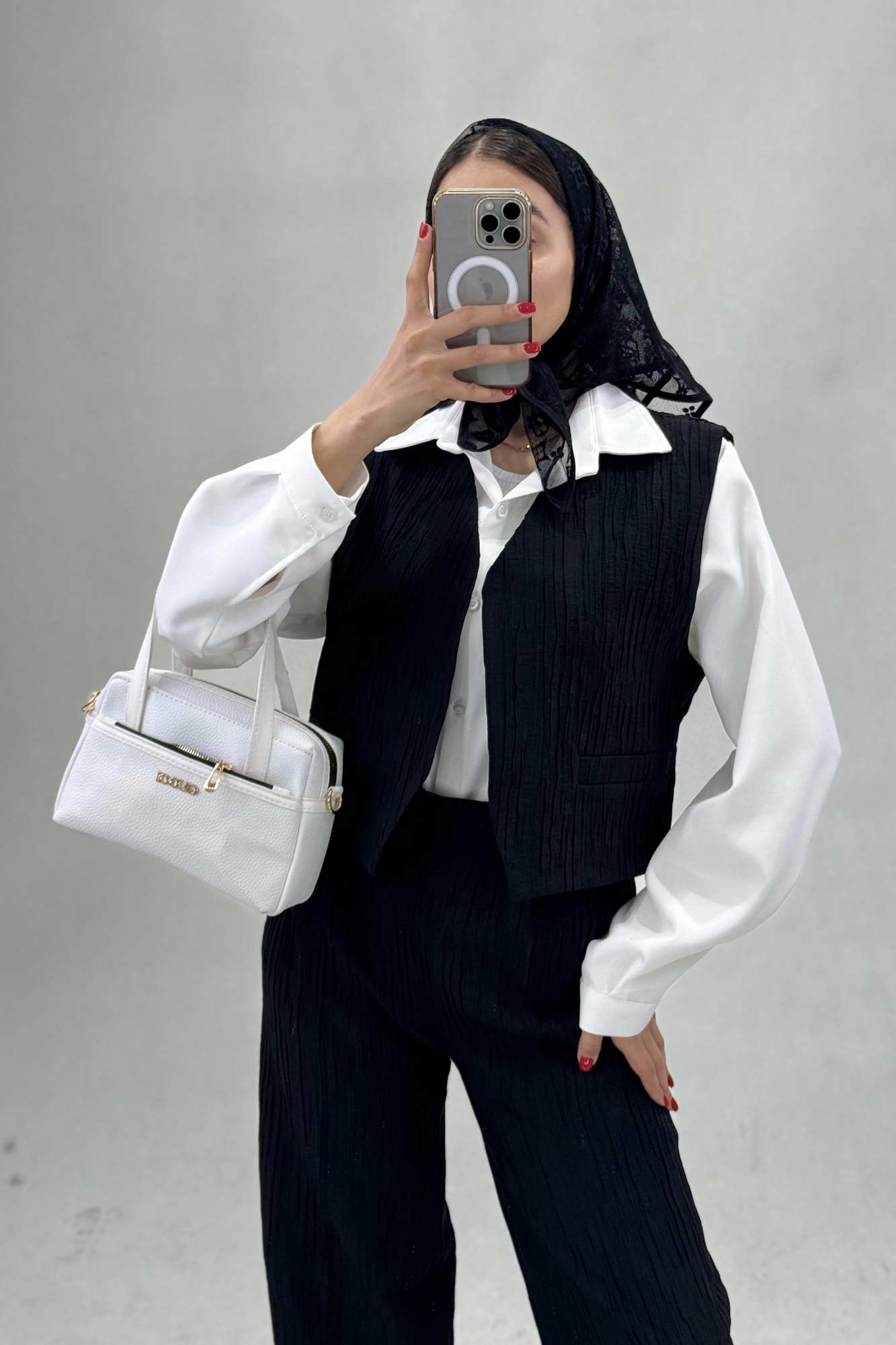 ست جلیقه شلوار کریشه جیب فیلتو