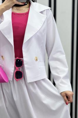 ست کت کراپ و دامن لینن آرکا