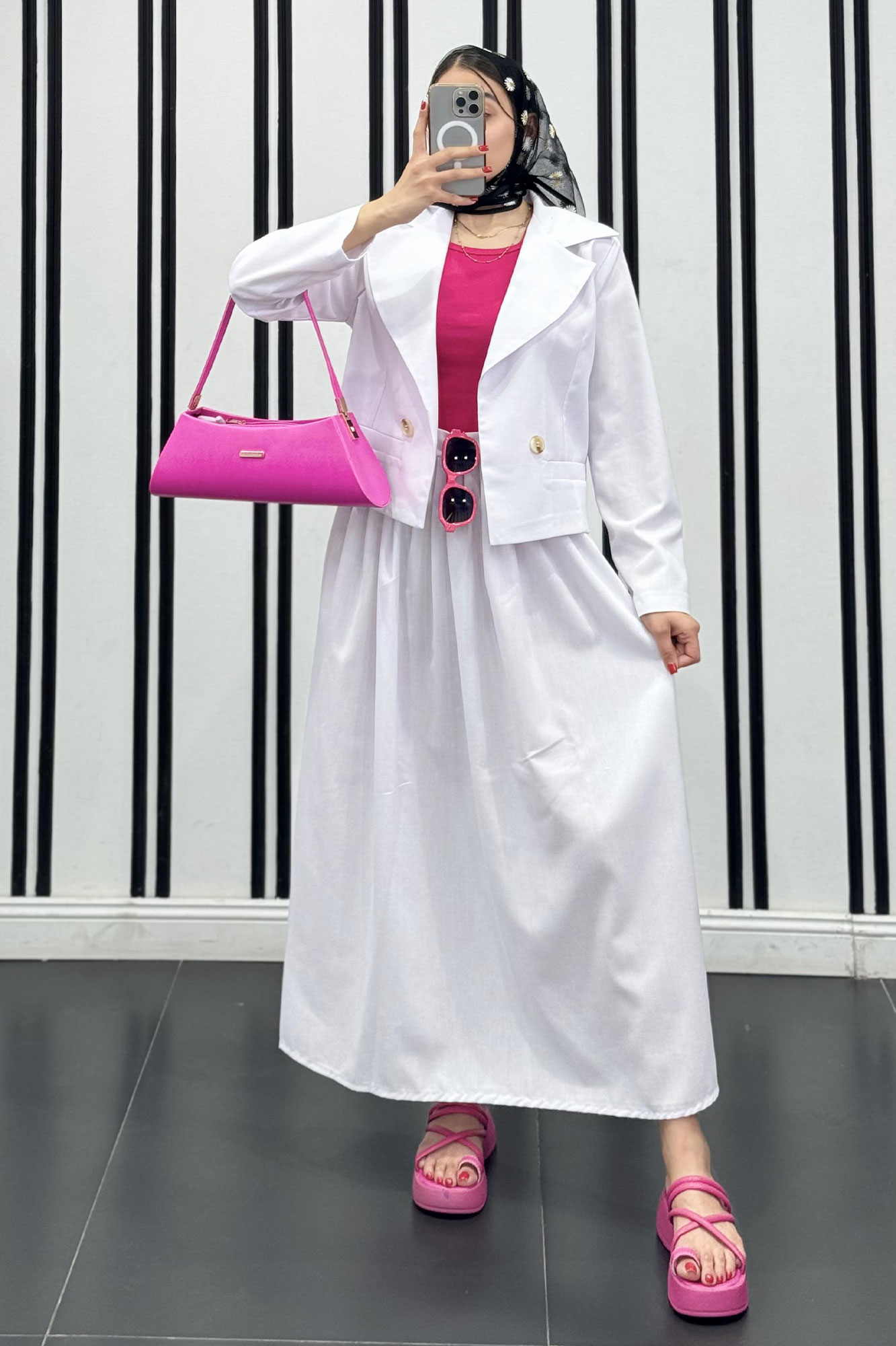 ست کت کراپ و دامن لینن آرکا