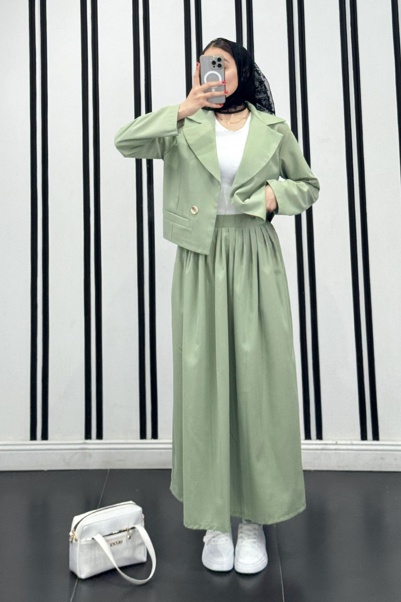 ست کت کراپ و دامن لینن آرکا