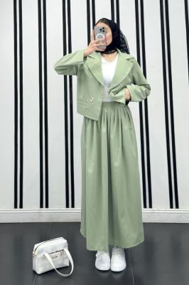 ست کت کراپ و دامن لینن آرکا