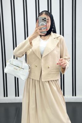 ست کت کراپ و دامن لینن آرکا