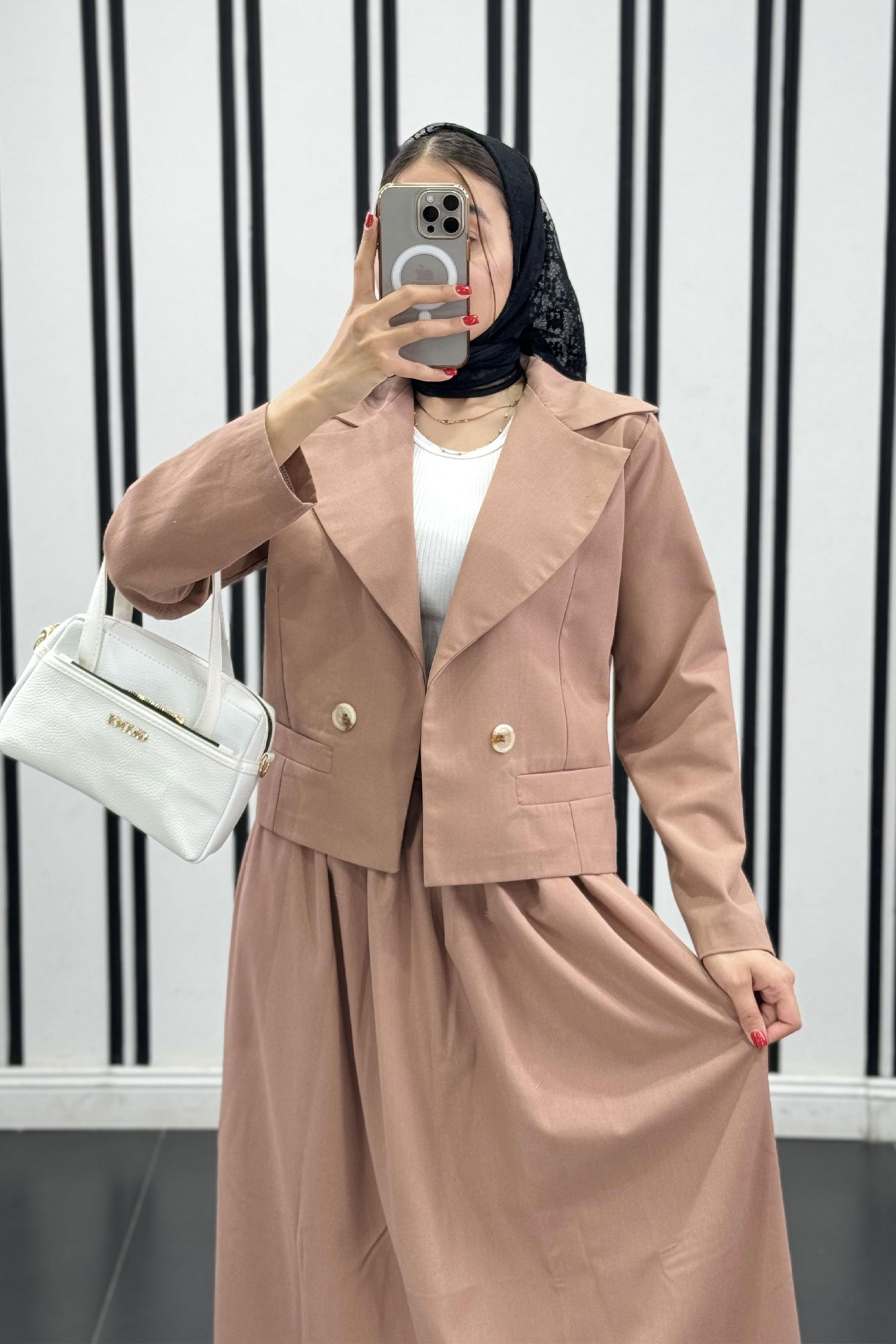 ست کت کراپ و دامن لینن آرکا