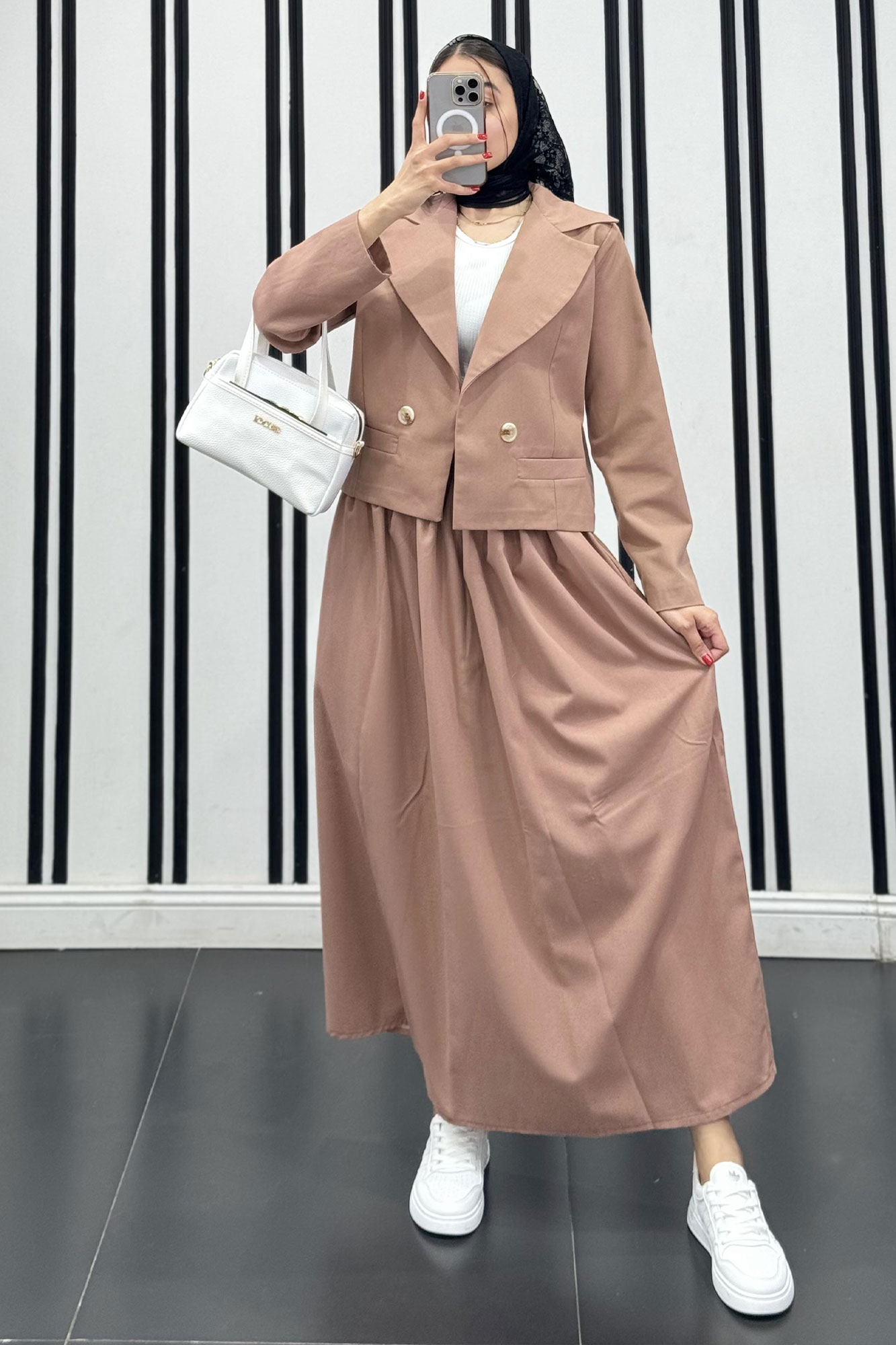 ست کت کراپ و دامن لینن آرکا