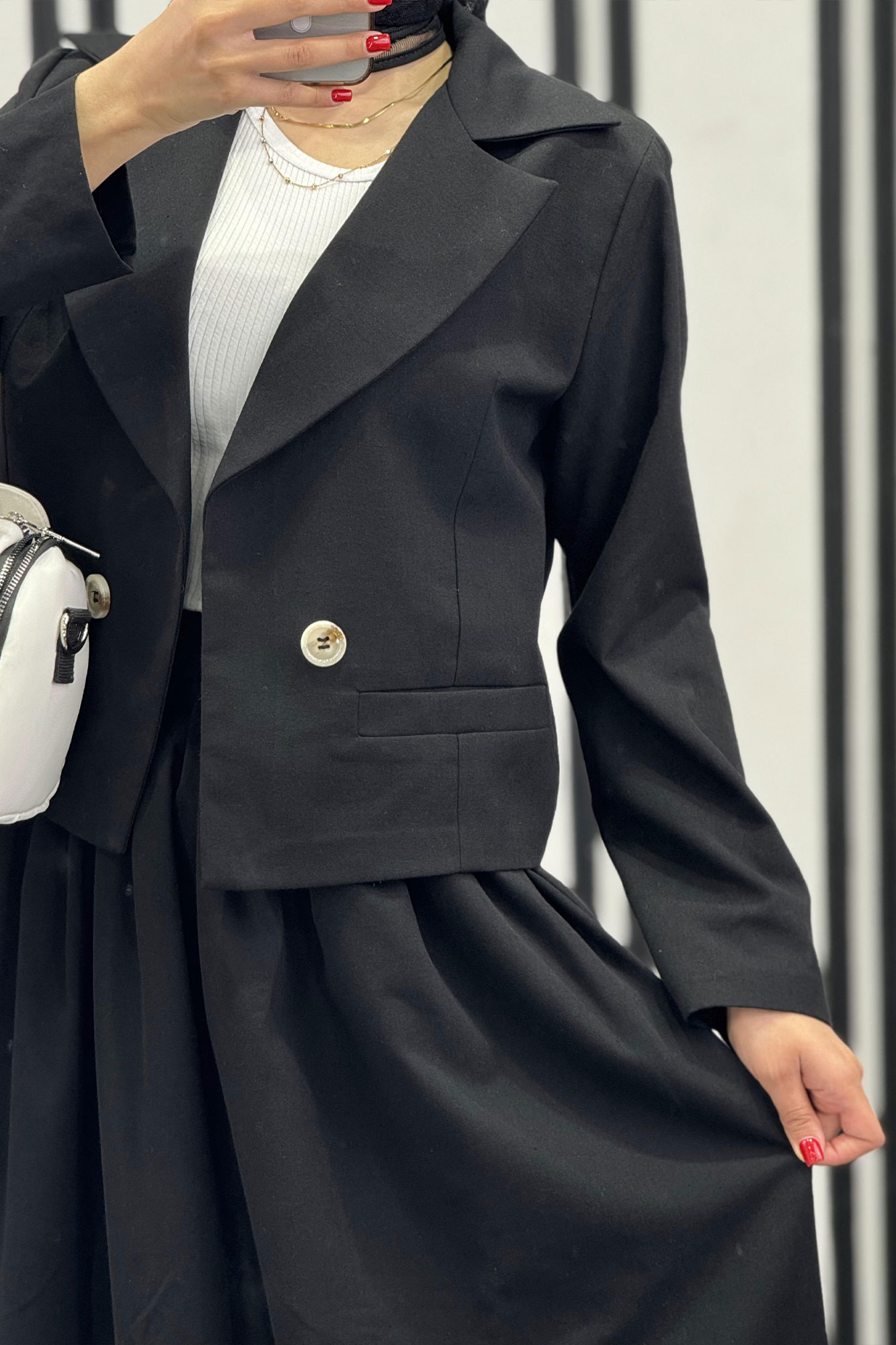 ست کت کراپ و دامن لینن آرکا