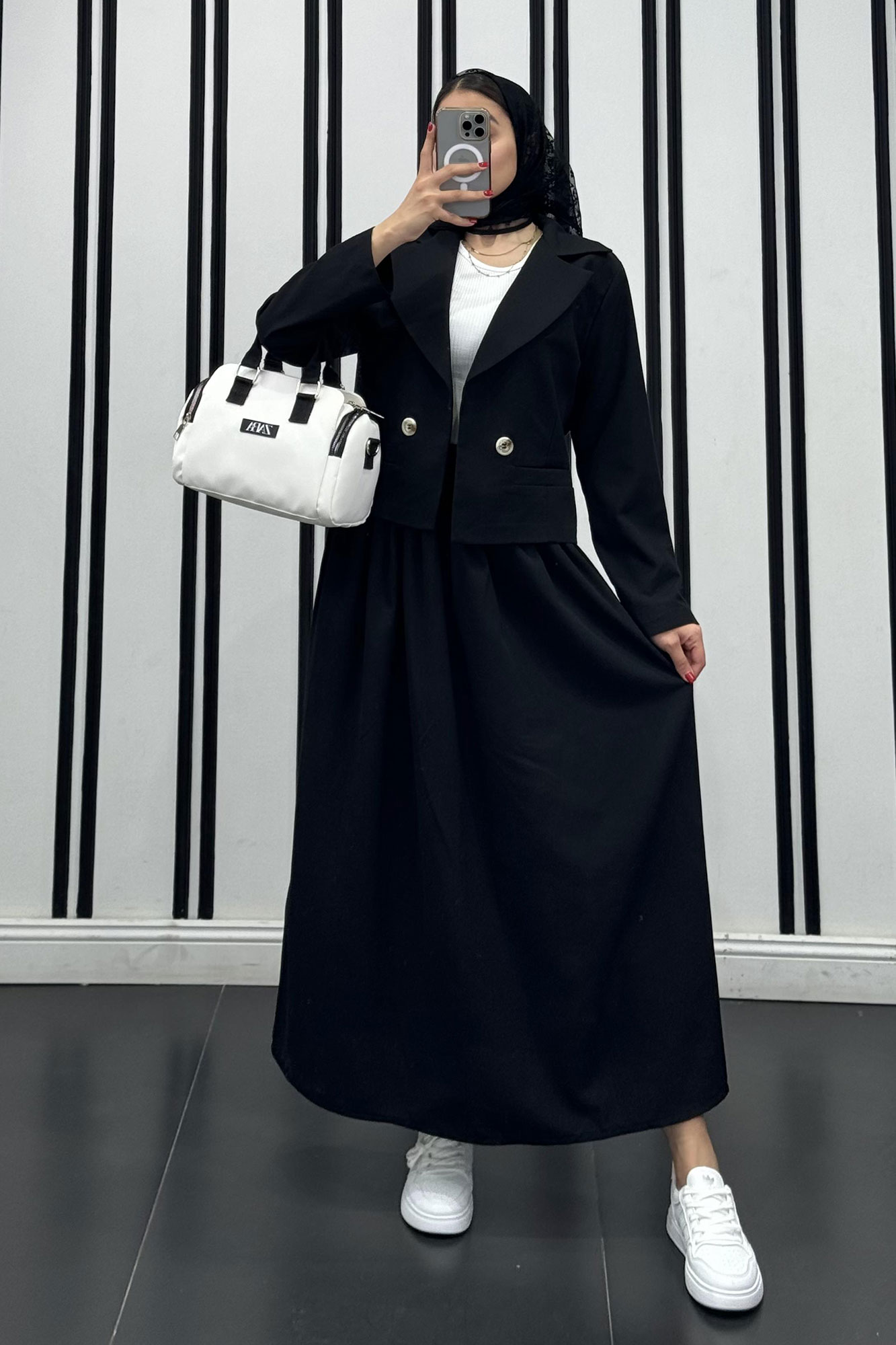 ست کت کراپ و دامن لینن آرکا