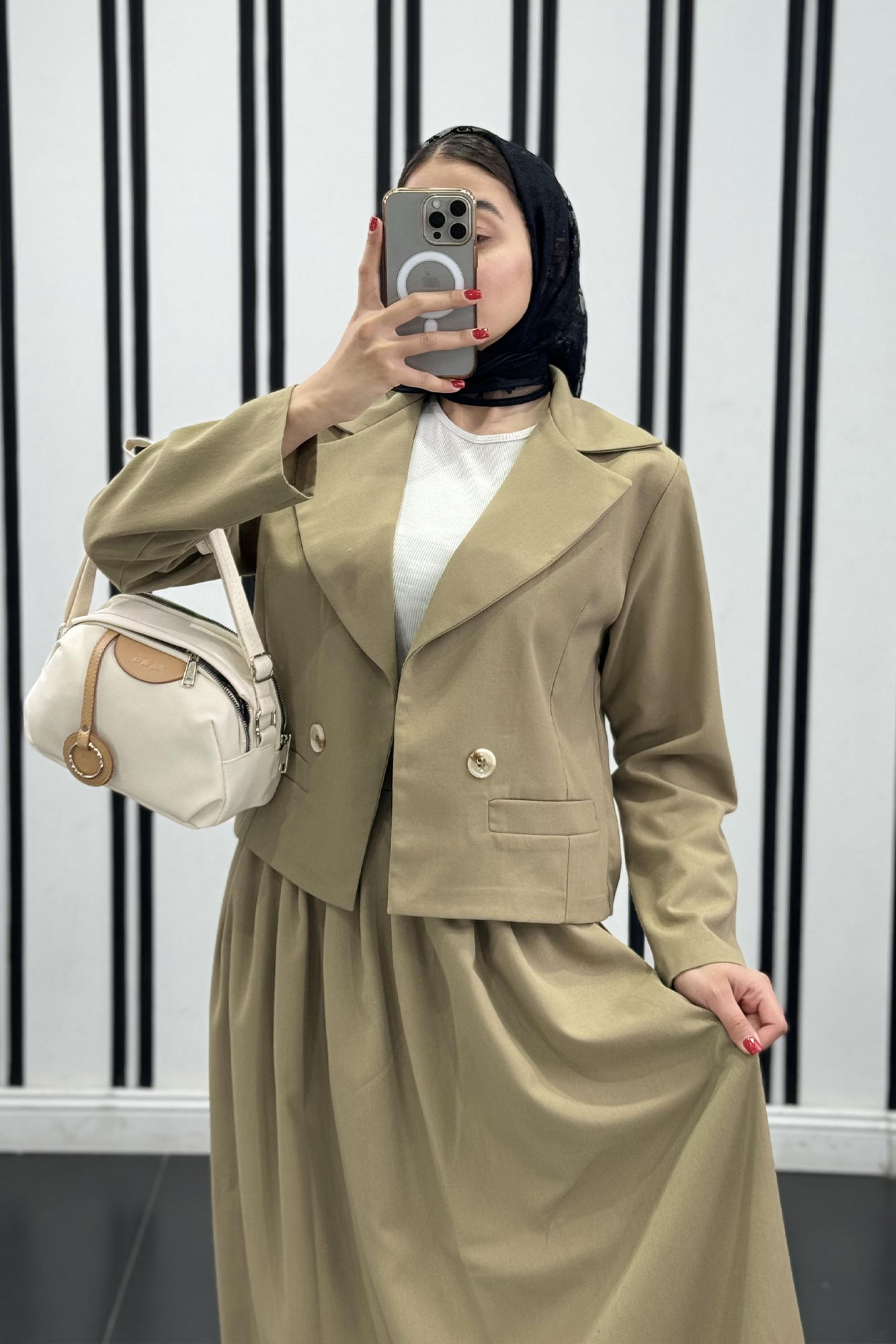 ست کت کراپ و دامن لینن آرکا