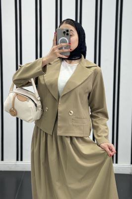 ست کت کراپ و دامن لینن آرکا