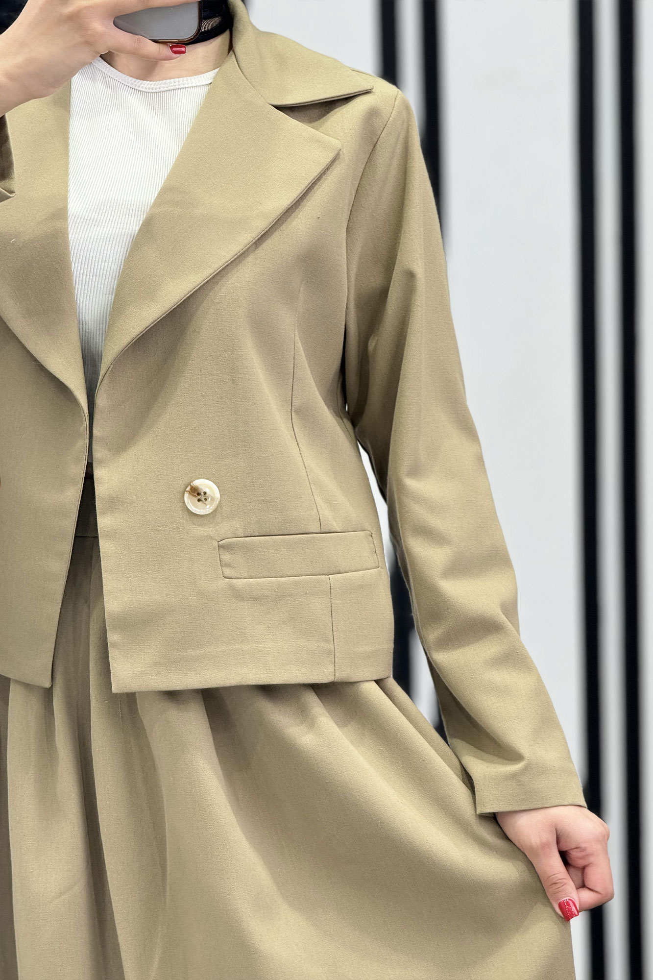 ست کت کراپ و دامن لینن آرکا