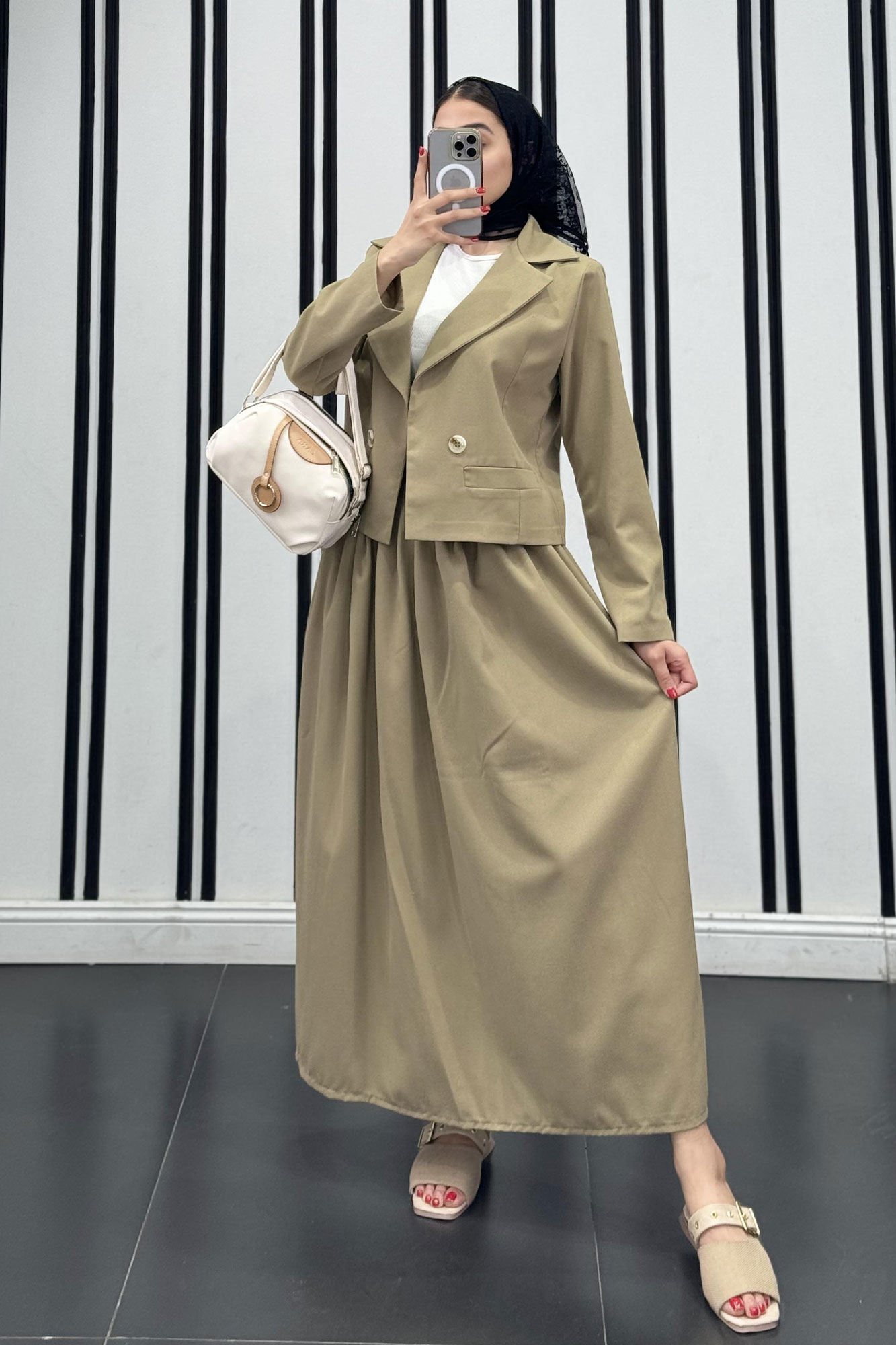 ست کت کراپ و دامن لینن آرکا