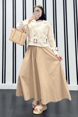 کت کوتاه لینن آستین کمربندی بولونیا