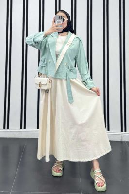 کت کوتاه لینن آستین کمربندی بولونیا