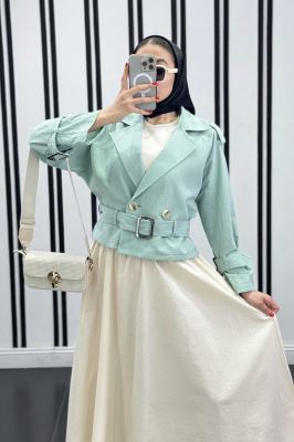 کت کوتاه لینن آستین کمربندی بولونیا