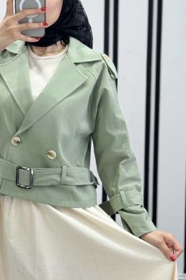 کت کوتاه لینن آستین کمربندی بولونیا