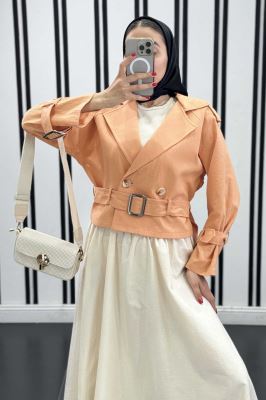 کت کوتاه لینن آستین کمربندی بولونیا