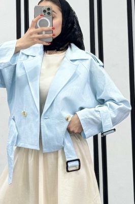 کت کوتاه لینن آستین کمربندی بولونیا