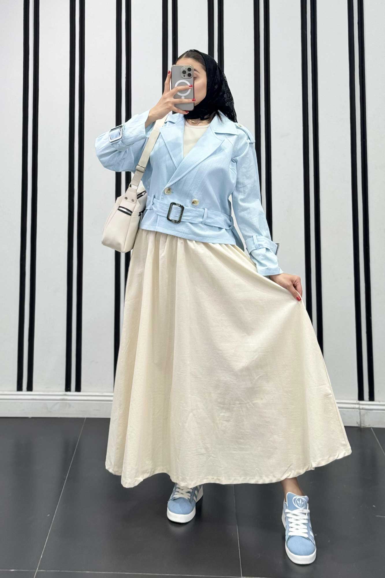 کت کوتاه لینن آستین کمربندی بولونیا