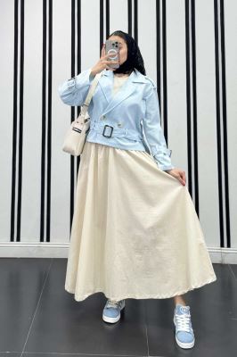 کت کوتاه لینن آستین کمربندی بولونیا