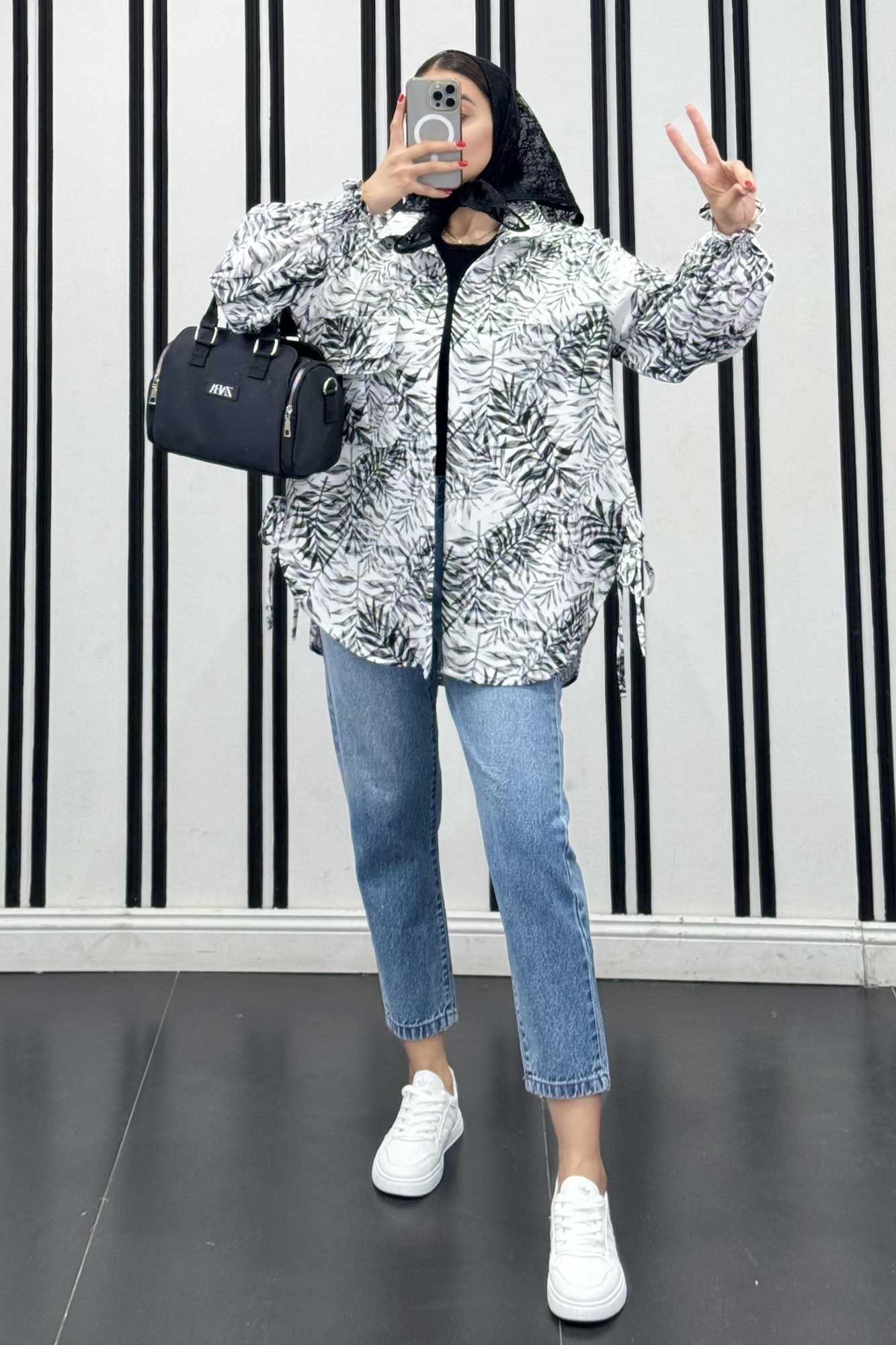 شومیز مازراتی طرحدار جیب دوبل 