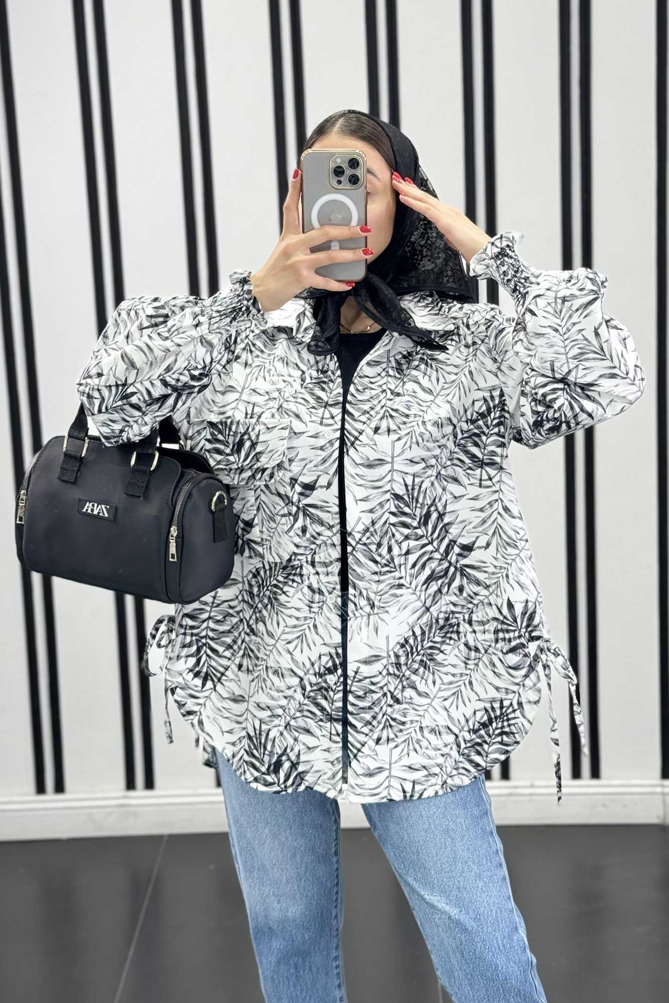 شومیز مازراتی طرحدار جیب دوبل 