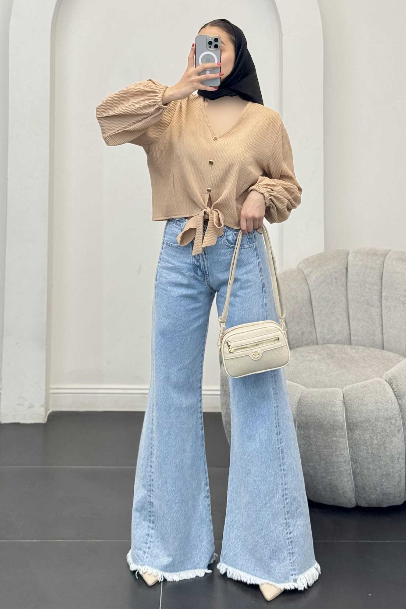 شومیز السا یقه هفت پایین گره