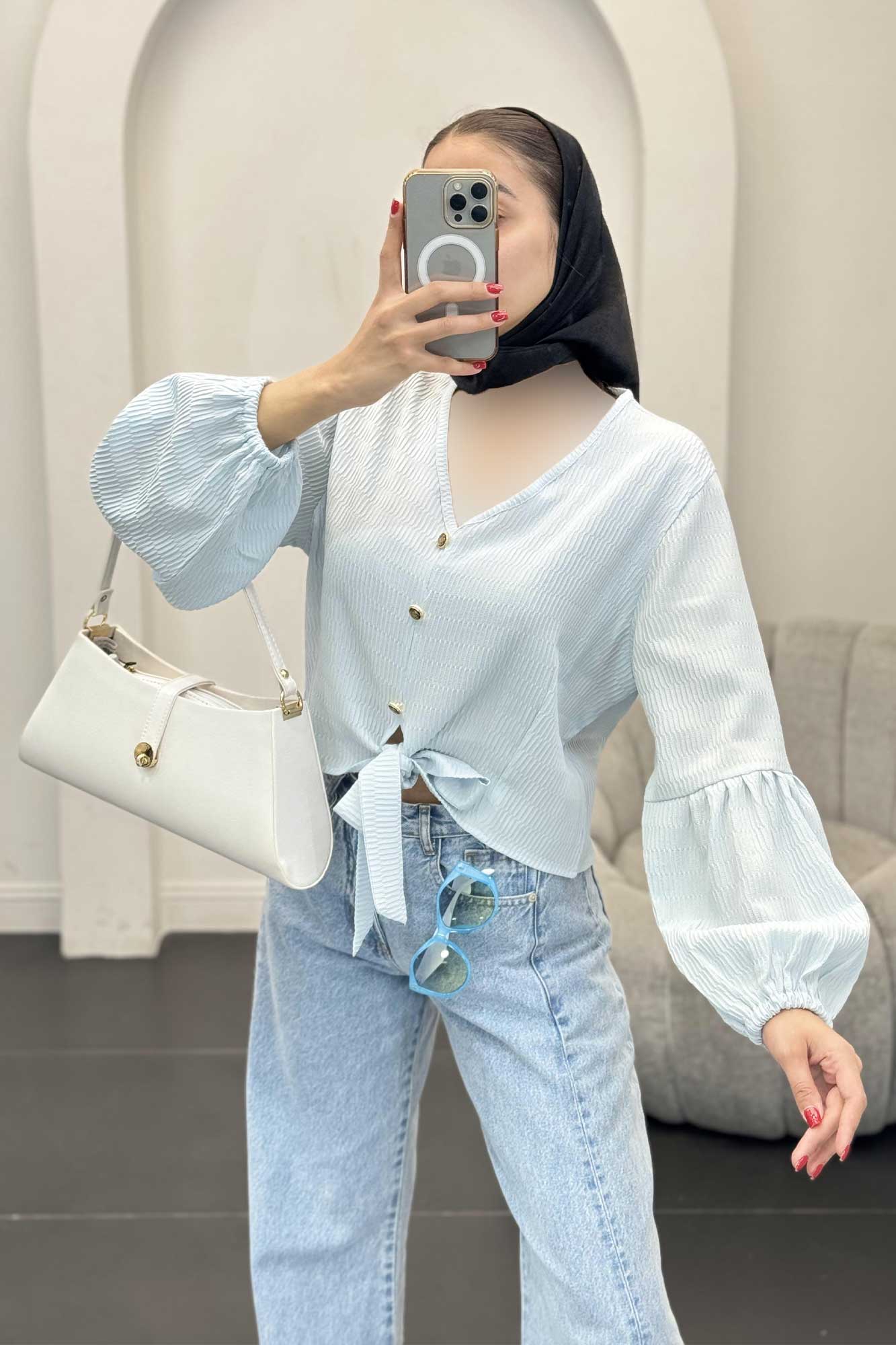 شومیز السا یقه هفت پایین گره