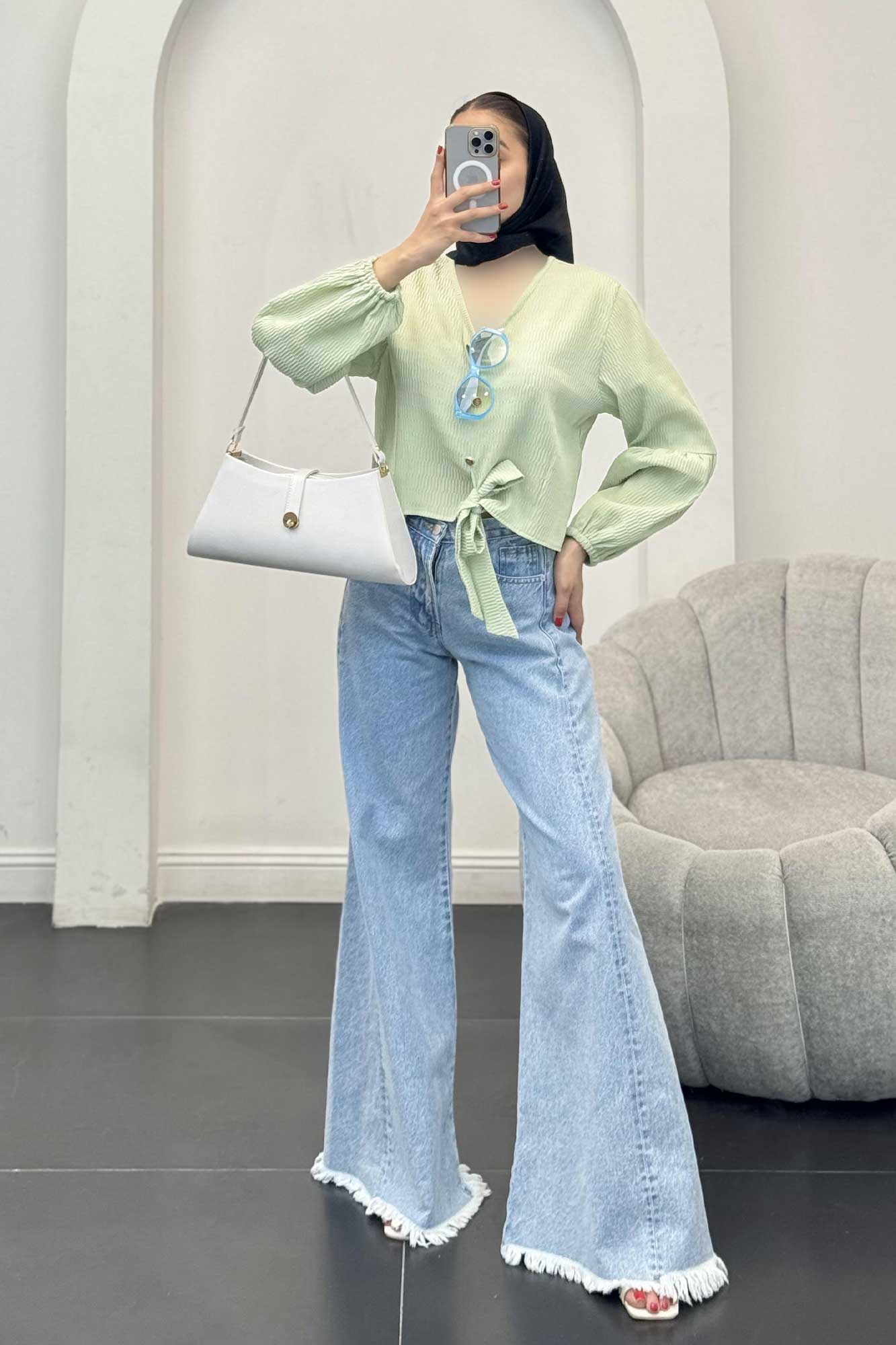 شومیز السا یقه هفت پایین گره