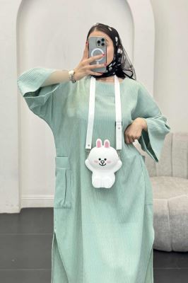 مانتو کفتان السا بغل جیب پایین چاکدار