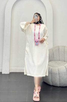 مانتو کفتان السا بغل جیب پایین چاکدار