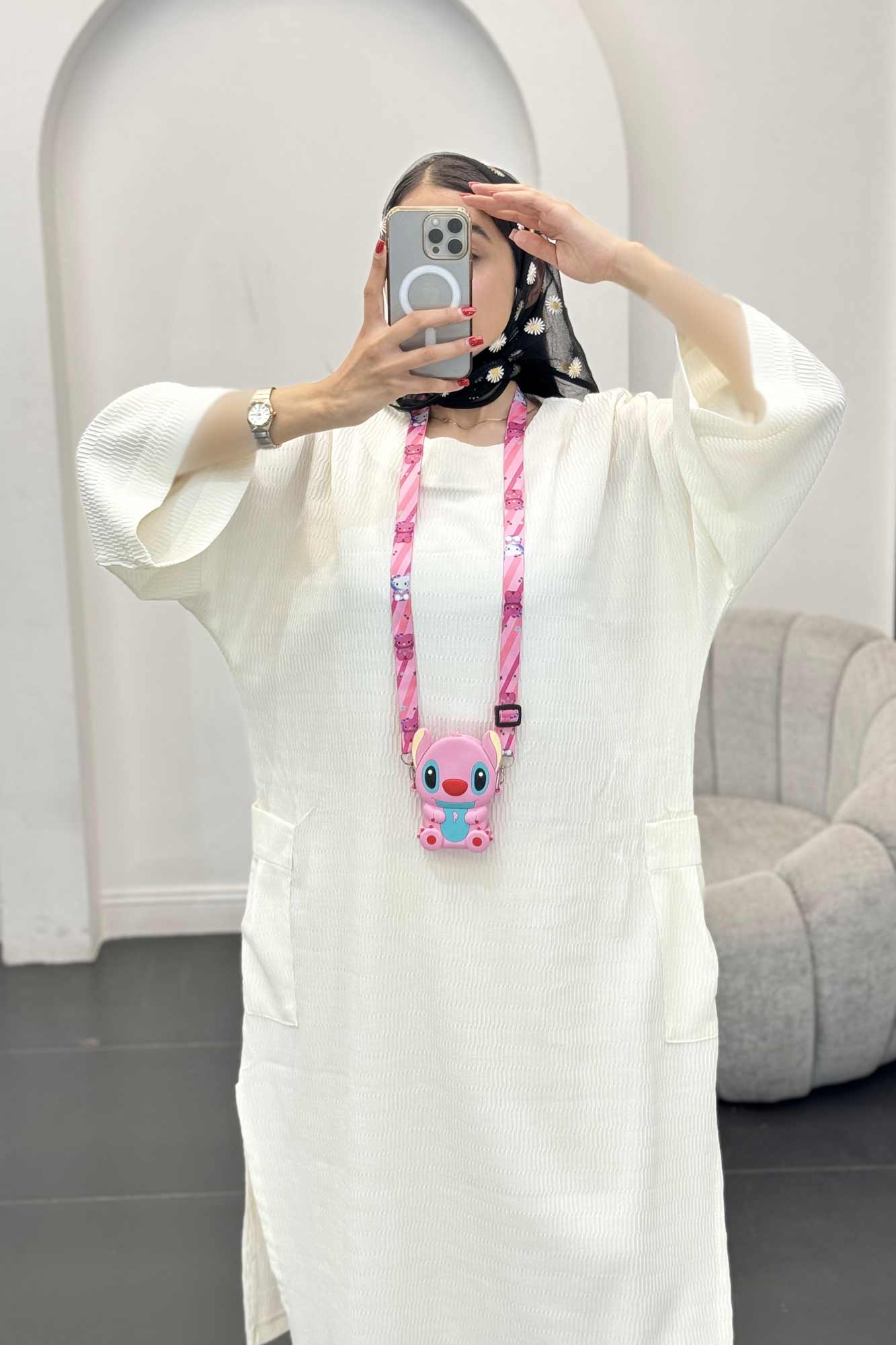 مانتو کفتان السا بغل جیب پایین چاکدار