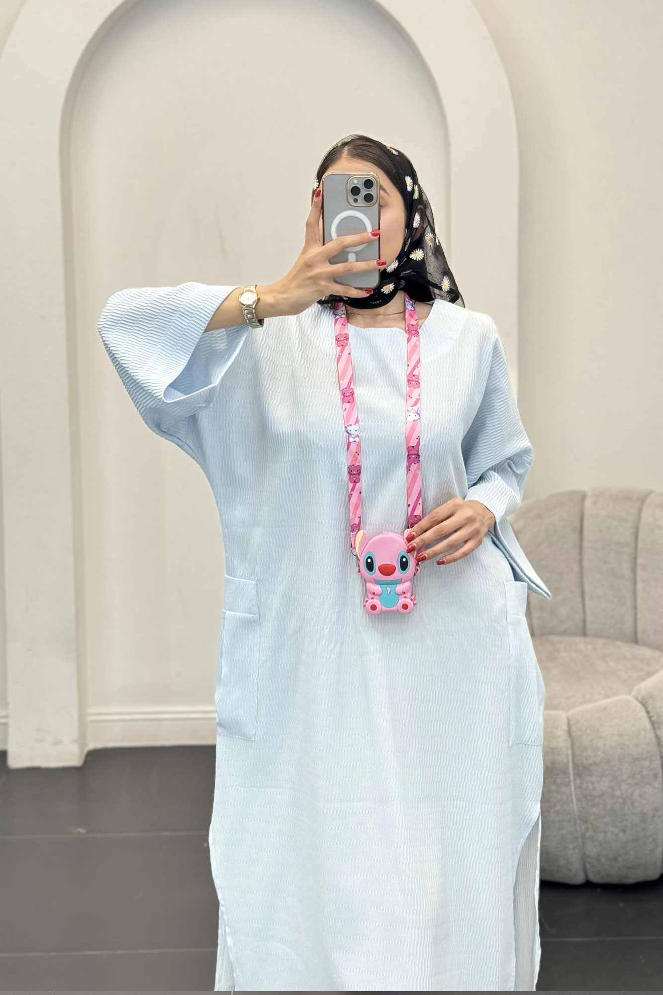 مانتو کفتان السا بغل جیب پایین چاکدار