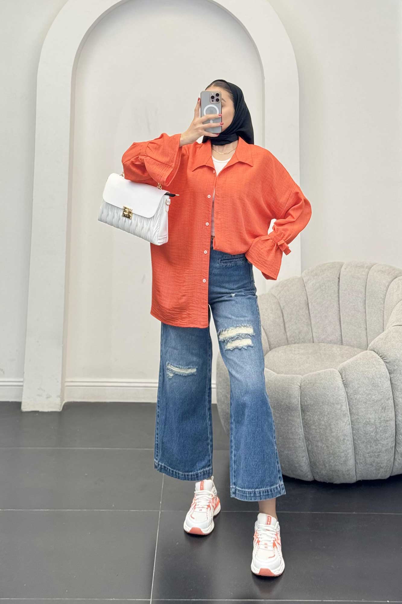 شومیز شانتون آستین عروسکی