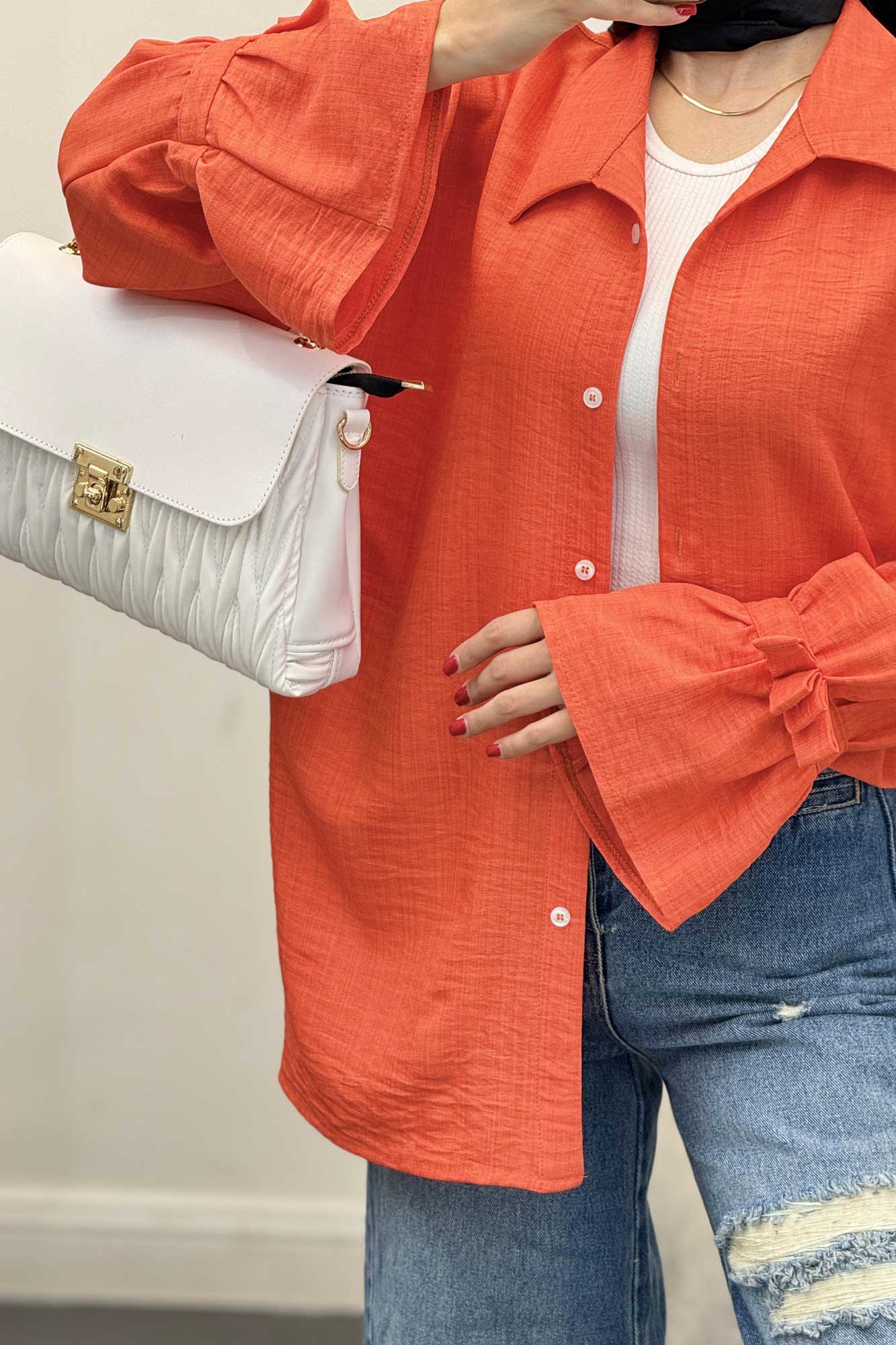 شومیز شانتون آستین عروسکی