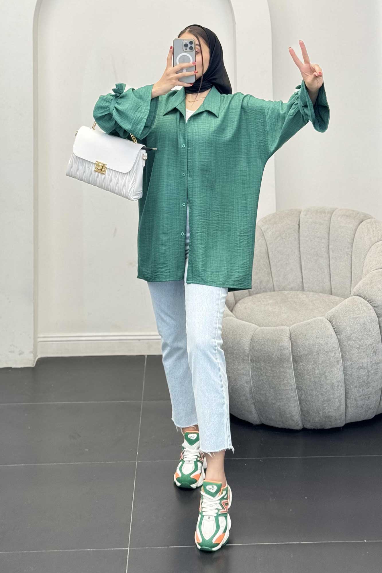 شومیز شانتون آستین عروسکی