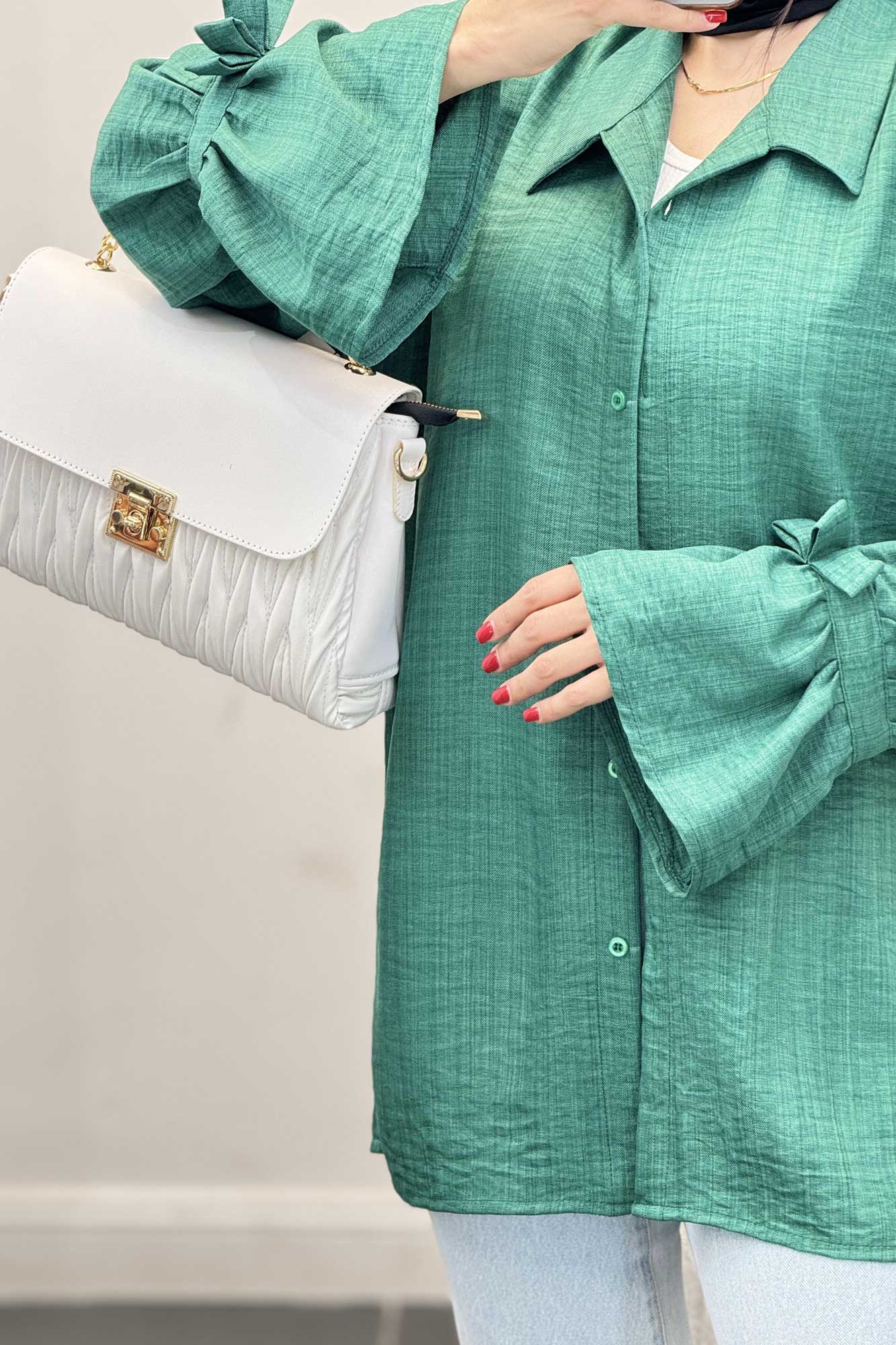 شومیز شانتون آستین عروسکی