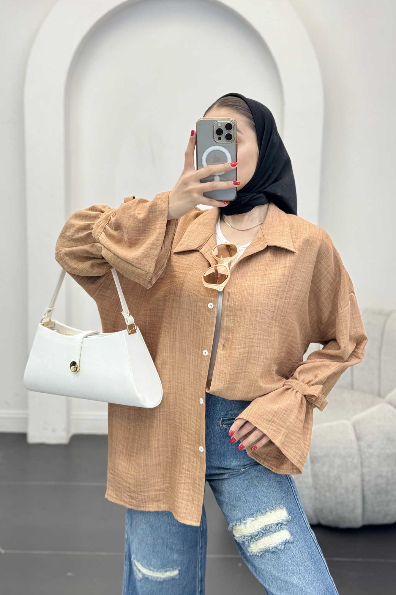 شومیز شانتون آستین عروسکی