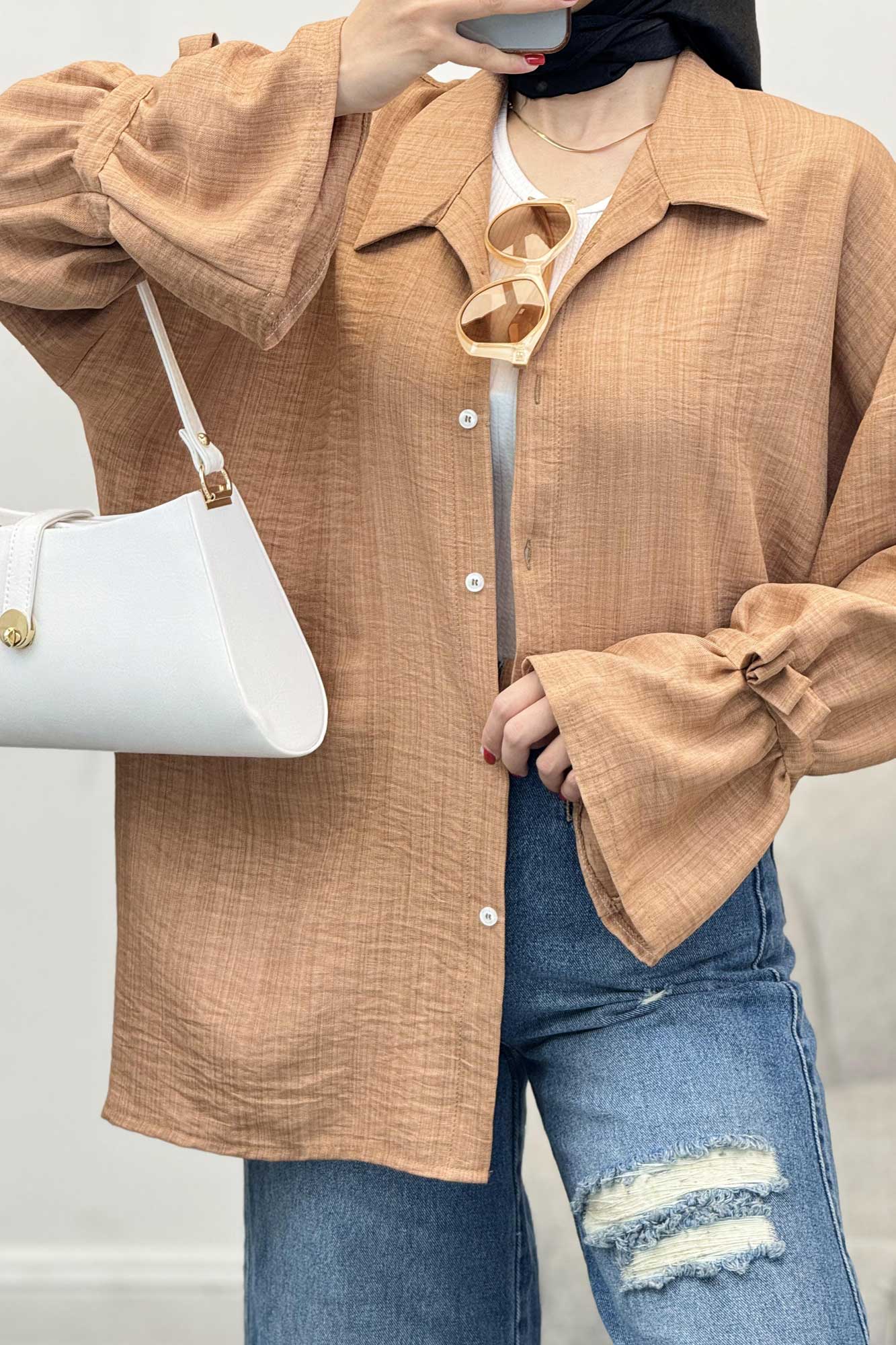 شومیز شانتون آستین عروسکی