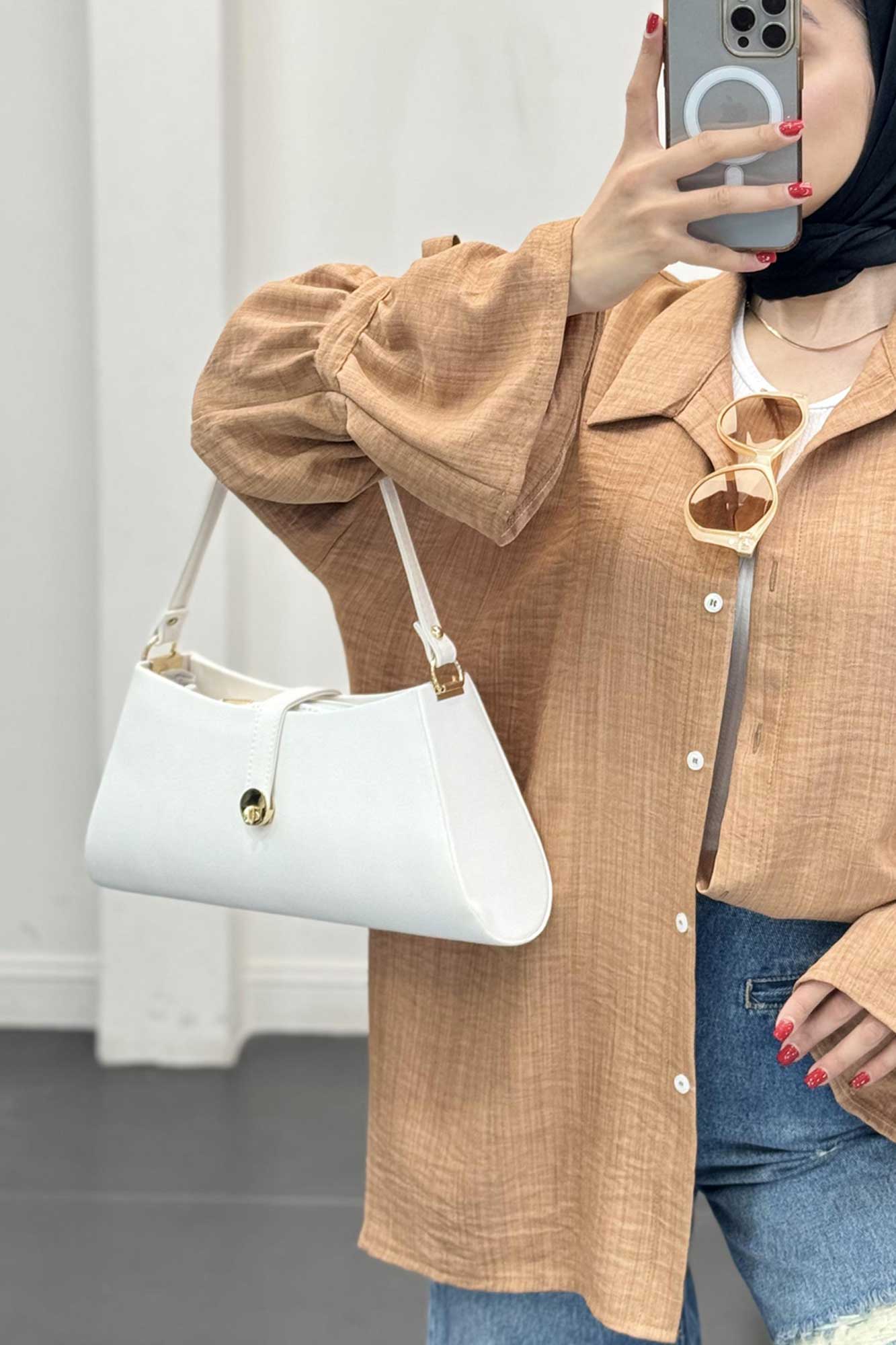 شومیز شانتون آستین عروسکی