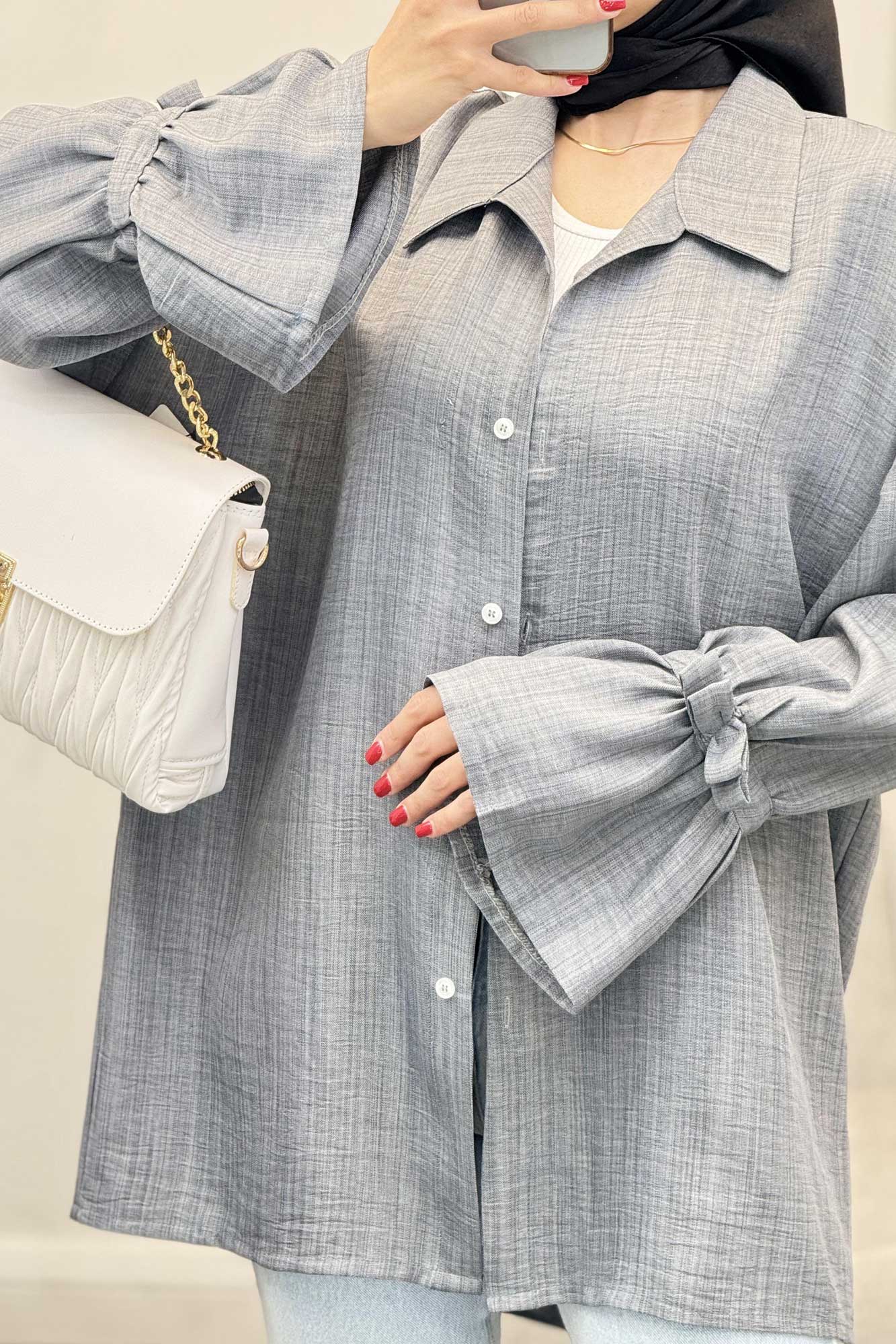 شومیز شانتون آستین عروسکی