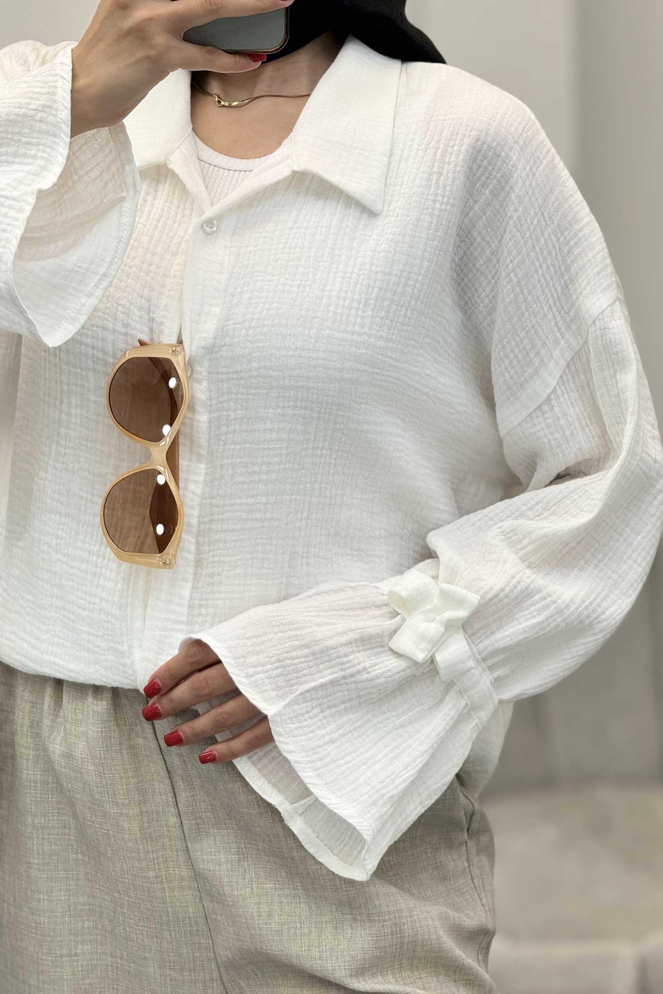 شومیز دبل فیس آستین عروسکی