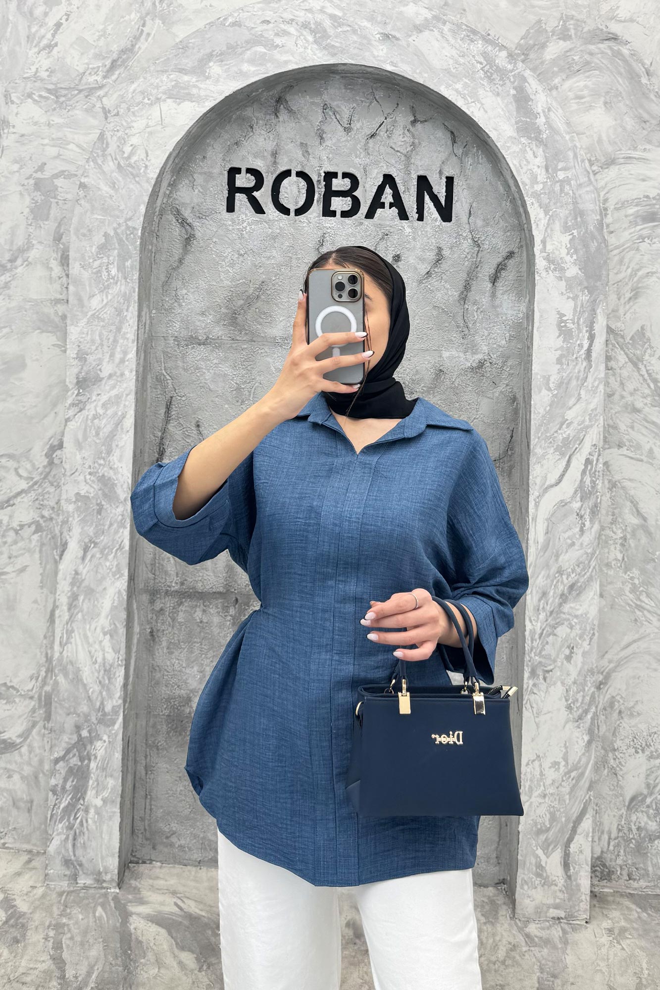 شومیز شانتون کمر گت دار آستین پیله