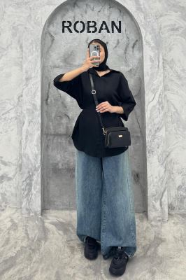 شومیز شانتون کمر گت دار آستین پیله