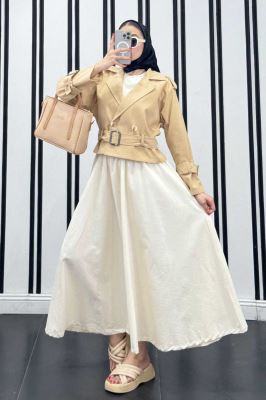 کت کوتاه لینن آستین کمربندی بولونیا