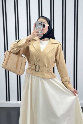 کت کوتاه لینن آستین کمربندی بولونیا