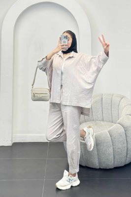 ست لینن مانتو خفاشی پشت بلند مارگاریتا