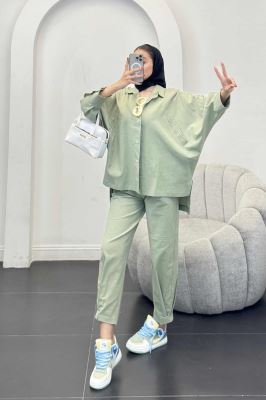 ست لینن مانتو خفاشی پشت بلند مارگاریتا